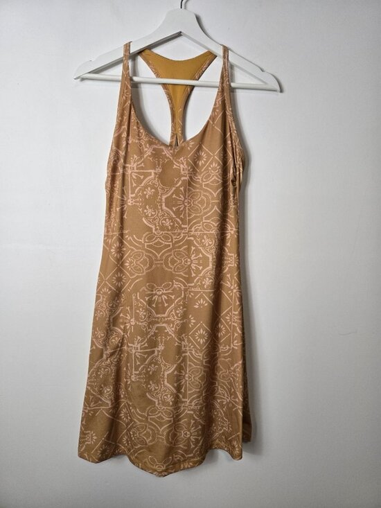 Prana Dresses & Skirts - Prana Size S Opal Sleeveless V-Neck Athletic Dress Racerback Geo Toffee Print